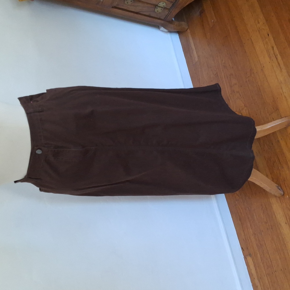 Midi Cotton Blend Skirt Front Zip